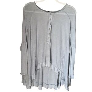 Free People shirt waffle weave knit small hi low‎ rayon linen blend grunge